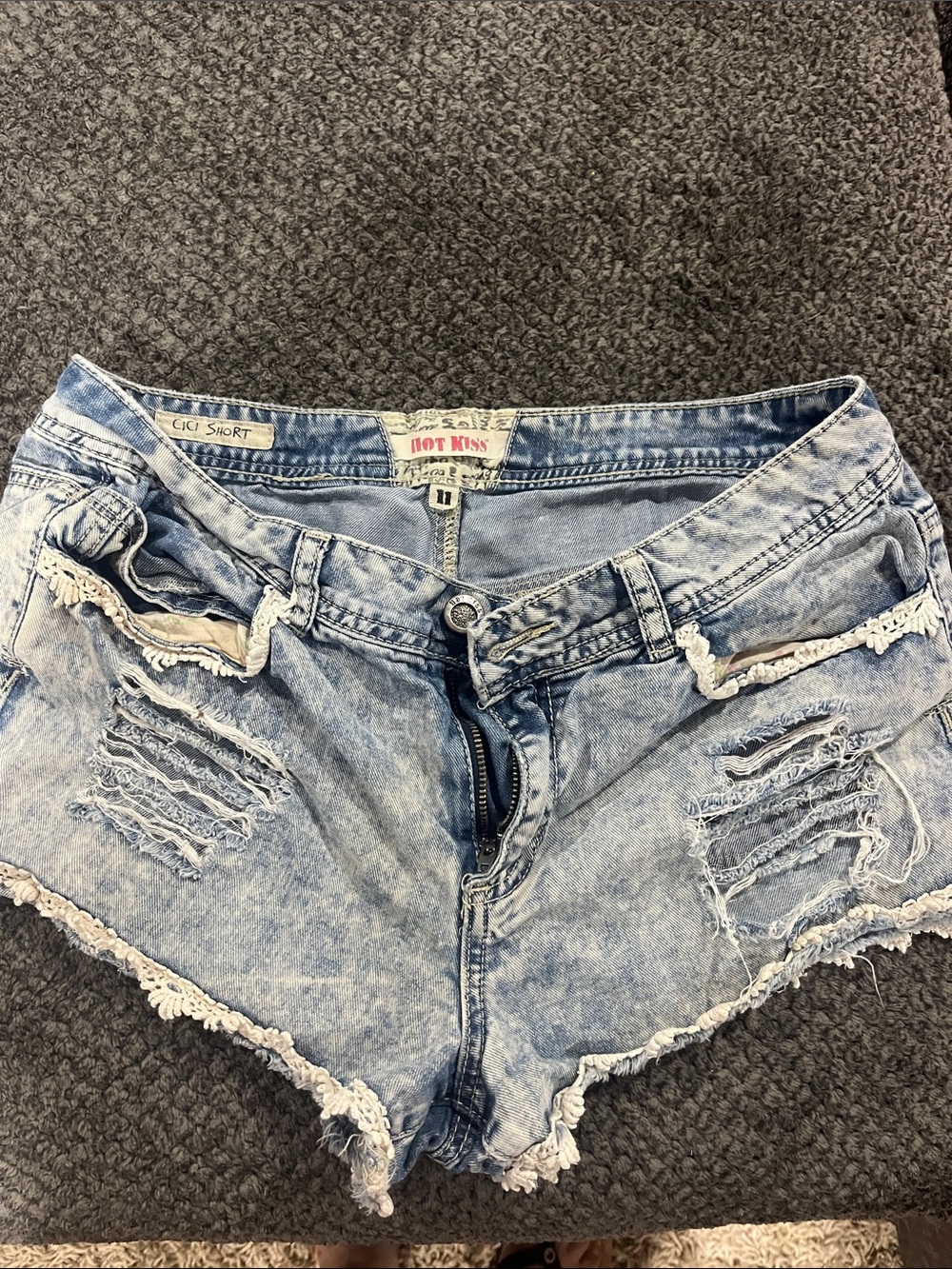 Hot Kiss Light Wash Distressed Denim Jean Shorts